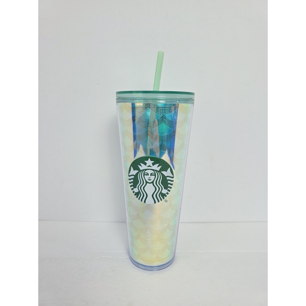 Starbucks Tumbler 24oz‎ Irridescent travel cup green blue